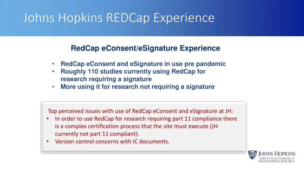 johns hopkins redcap experience