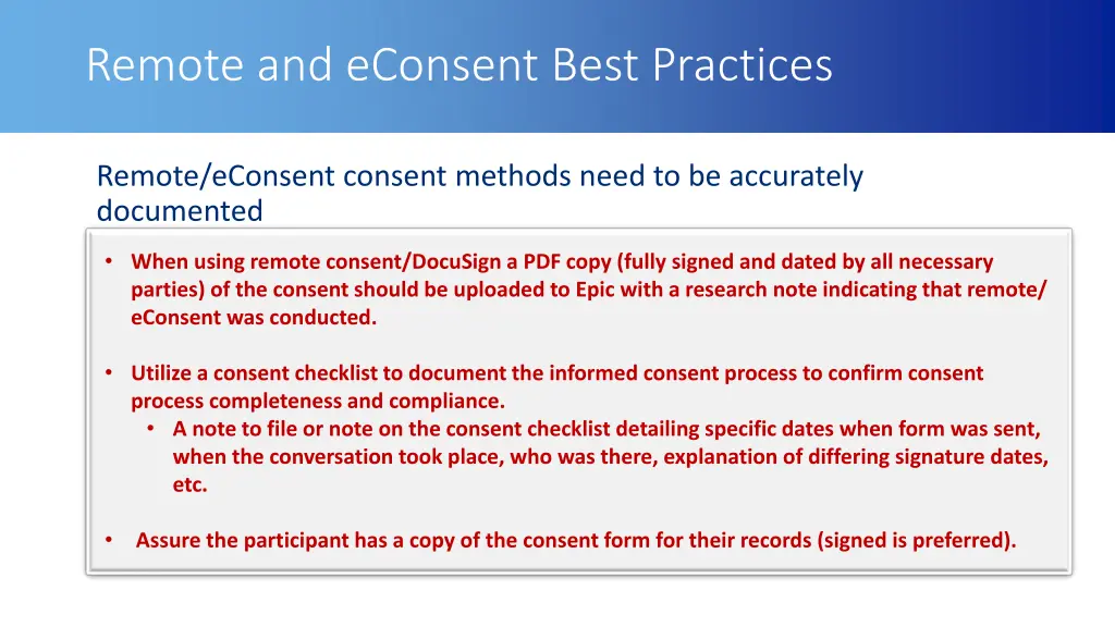 remote and econsent best practices