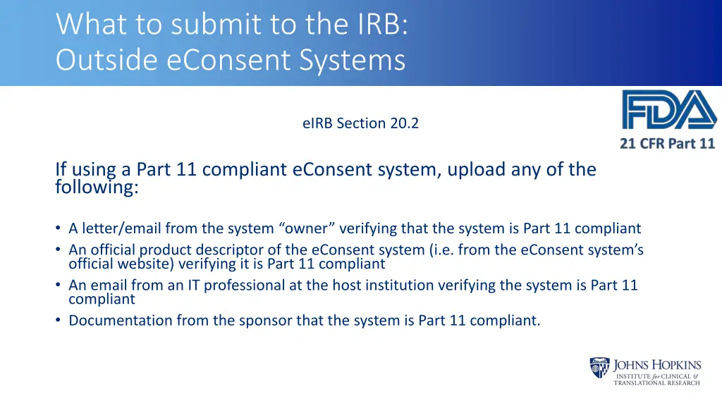 what to submit to the irb outside econsent systems