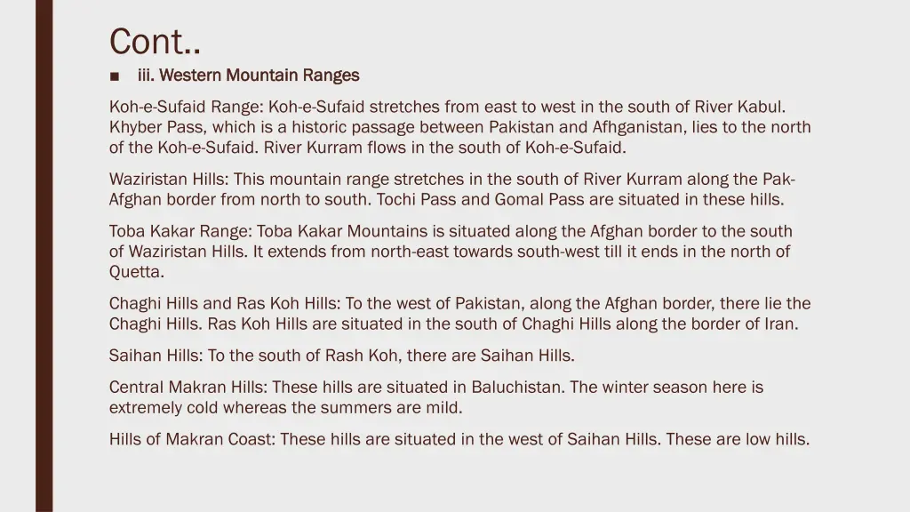 cont iii western mountain ranges iii western