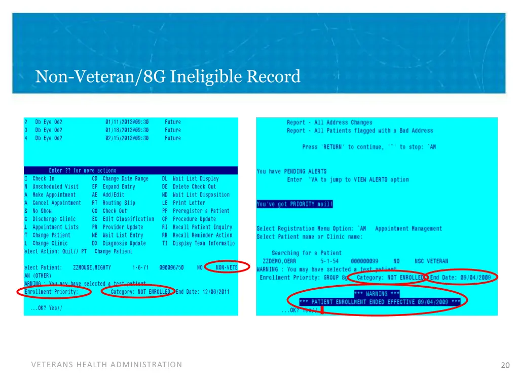 non veteran 8g ineligible record