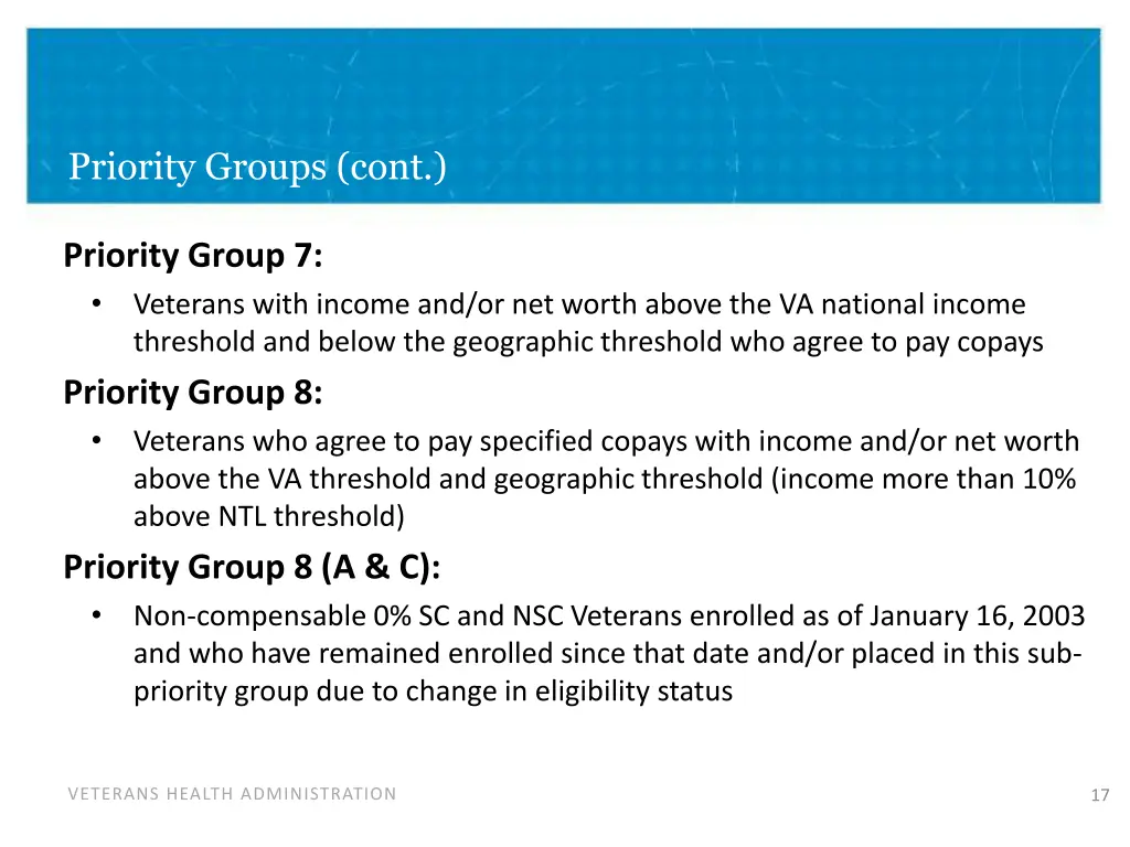 priority groups cont 1