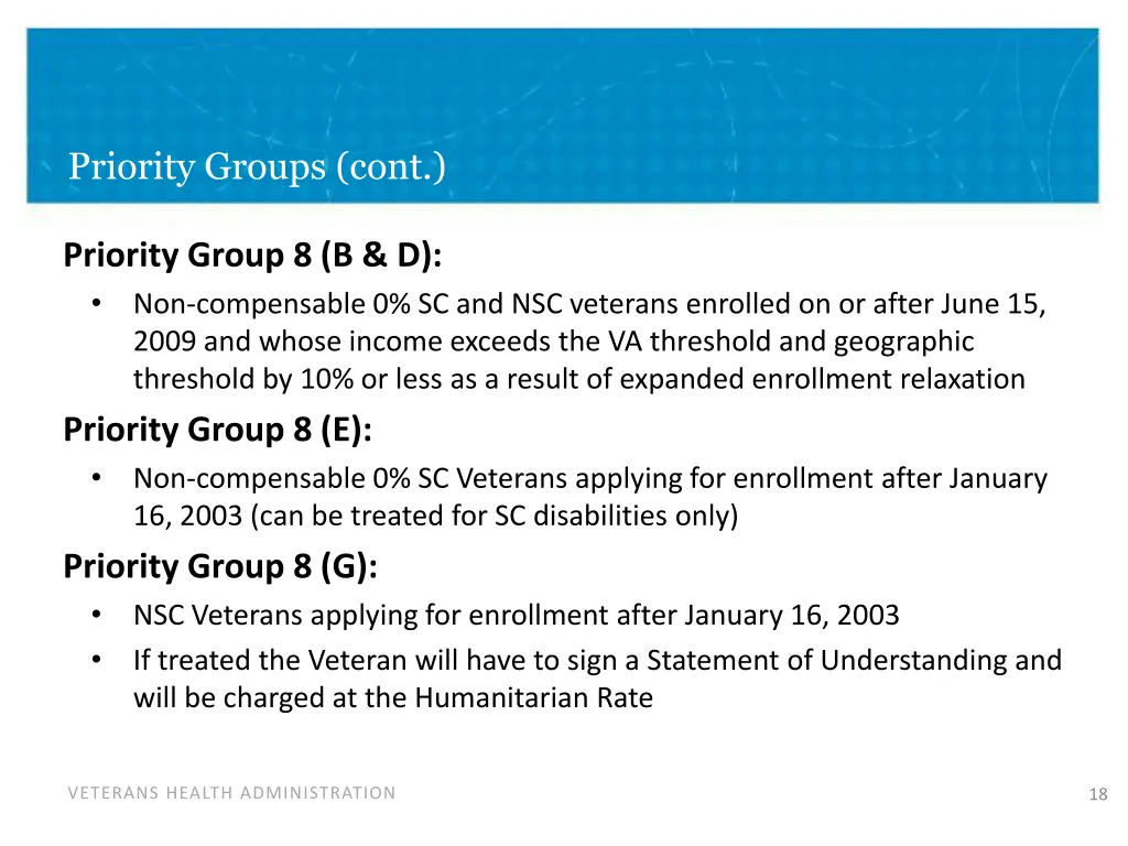 priority groups cont 2