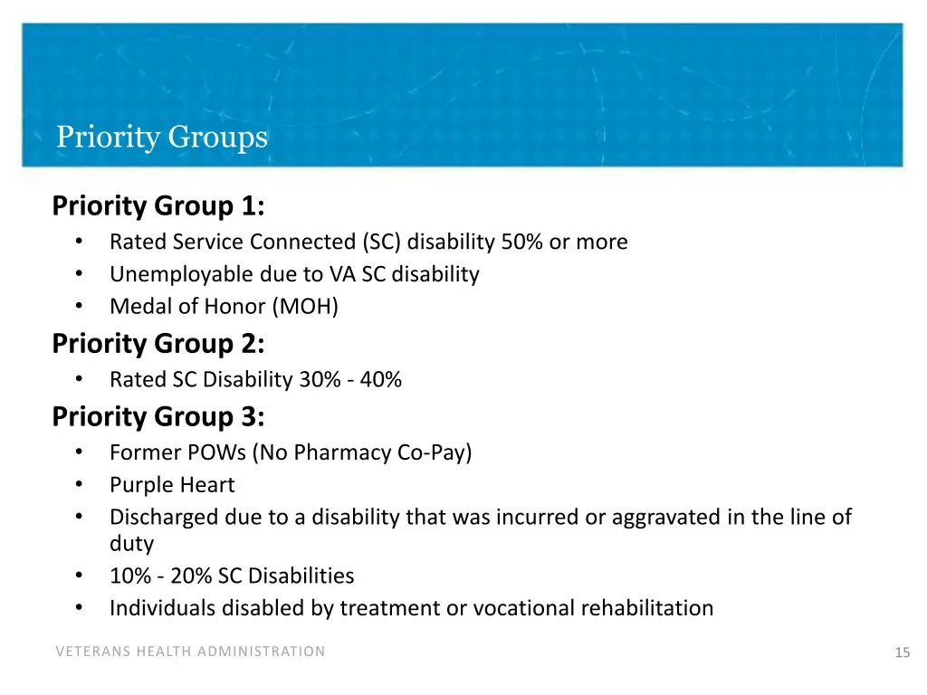 priority groups