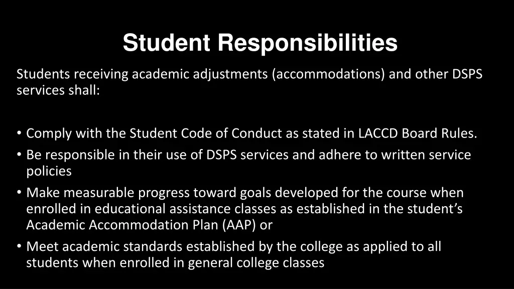 student responsibilities