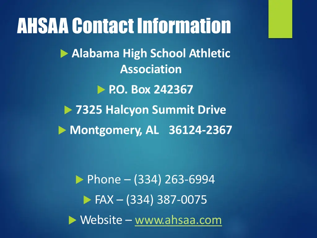 ahsaa contactinformation