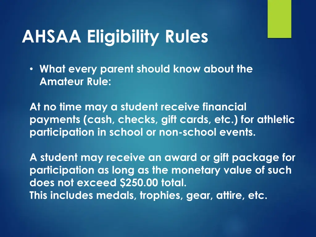 ahsaa eligibility rules