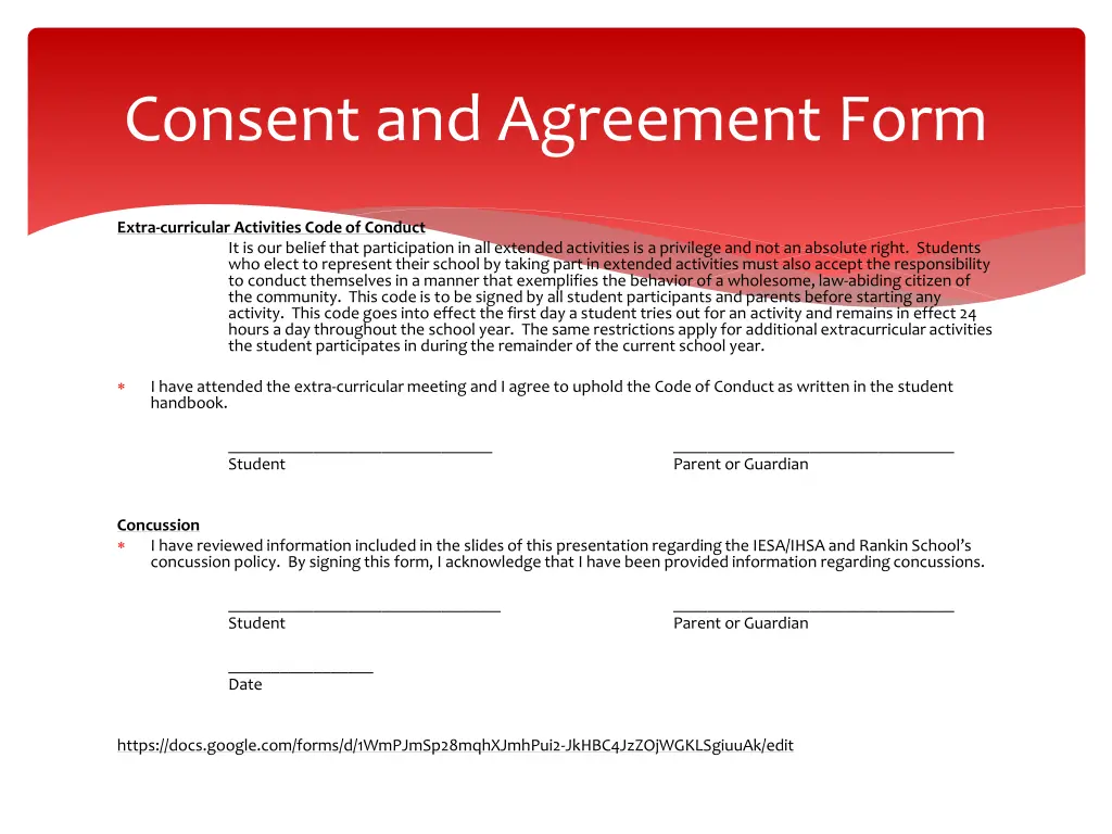 consent and agreement form