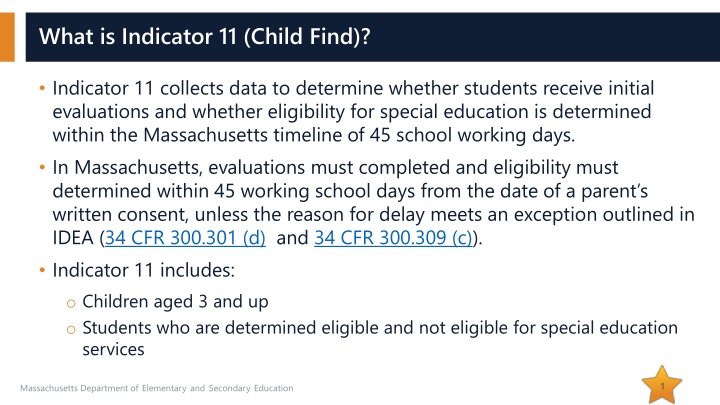 what is indicator 11 child find