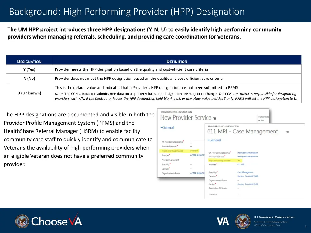 background high performing provider