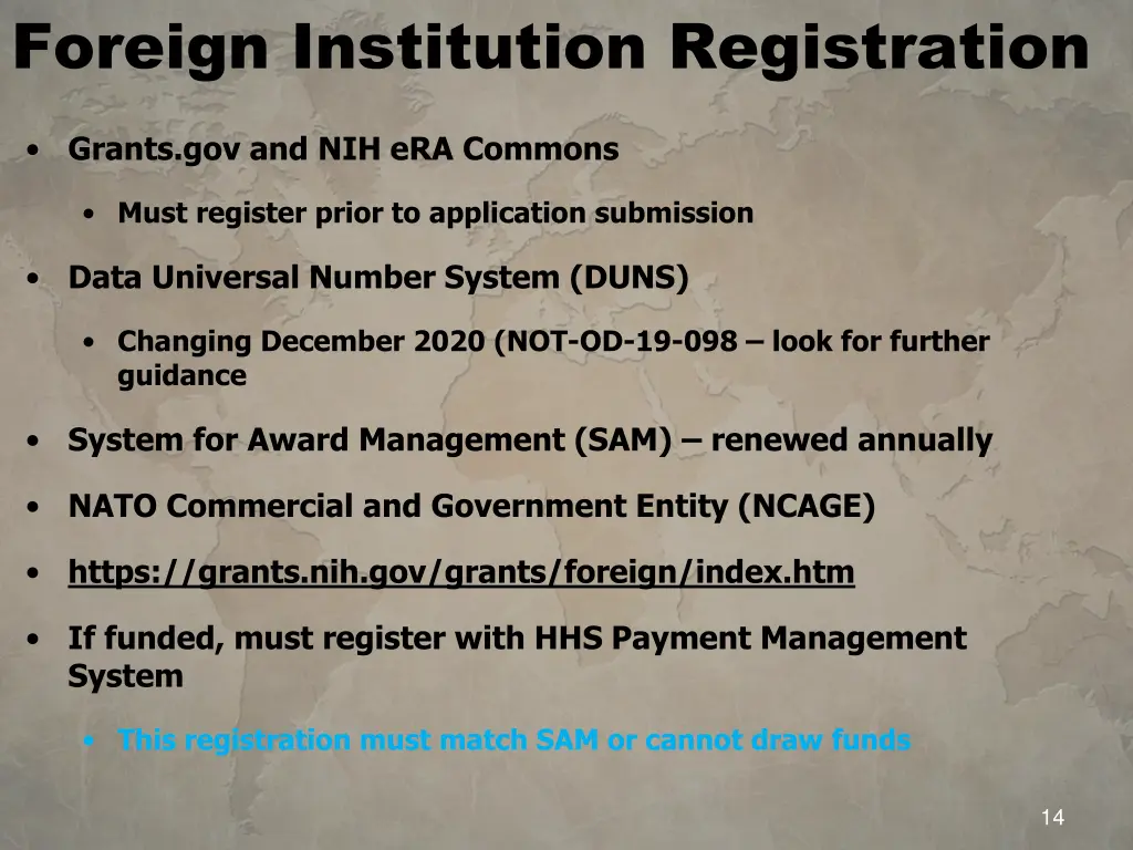 foreign institution registration