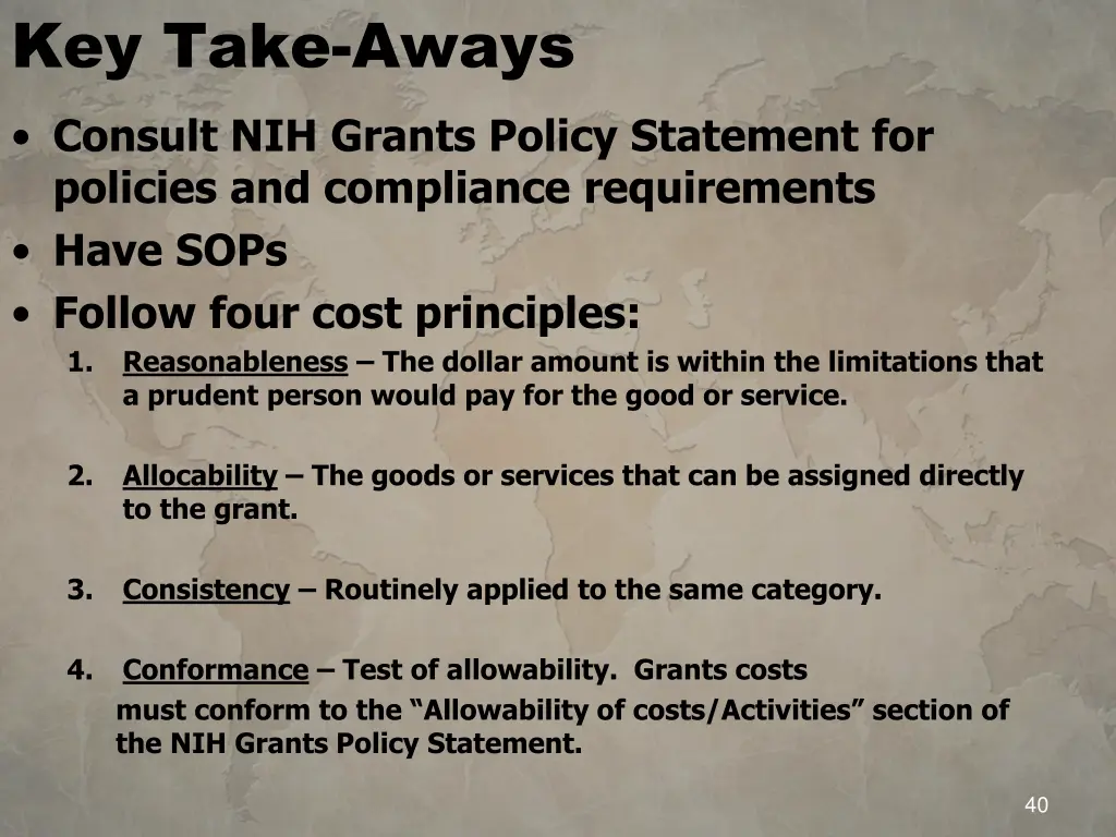 key take aways consult nih grants policy