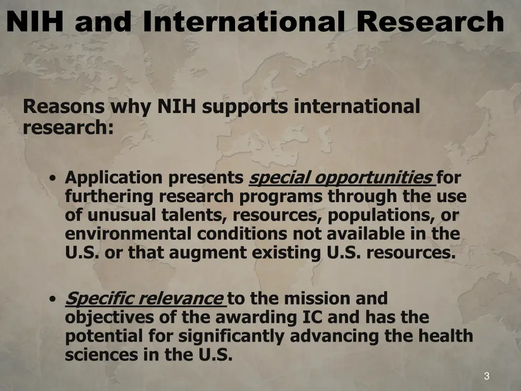 nih and international research