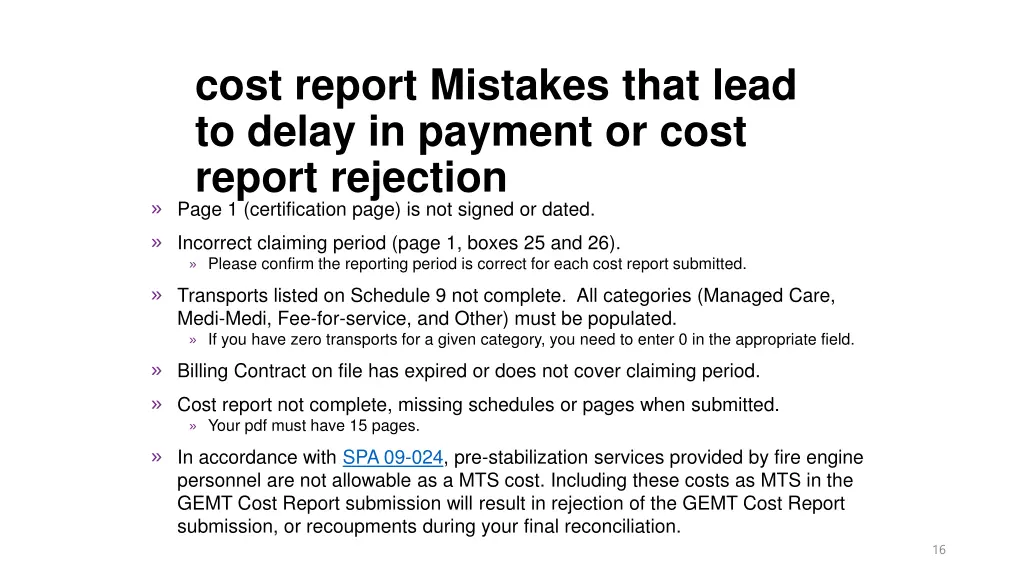 cost report mistakes that lead to delay