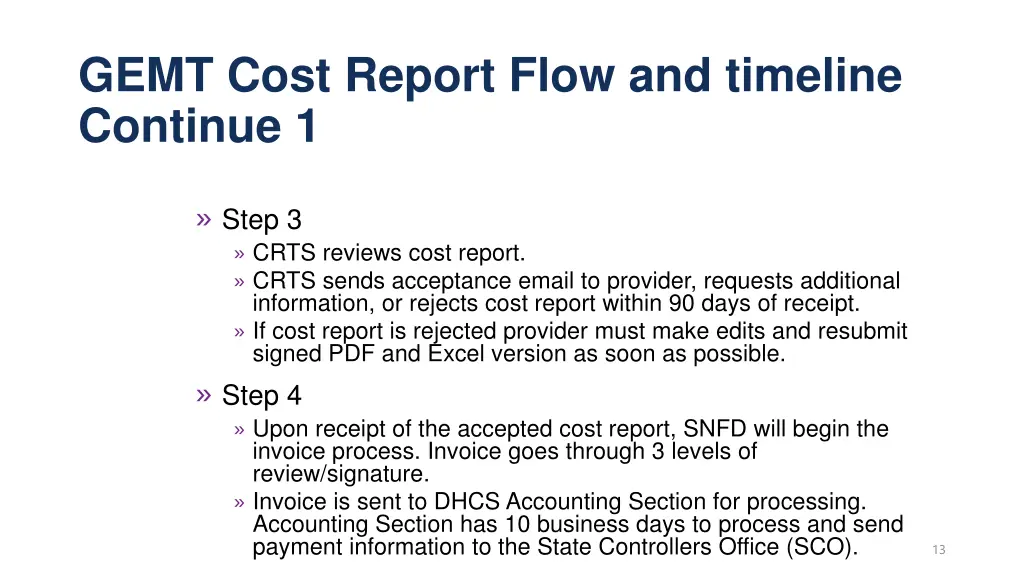 gemt cost report flow and timeline continue 1