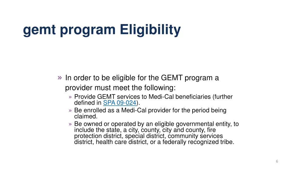 gemt program eligibility