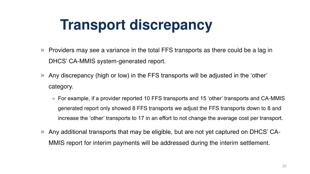 transport discrepancy