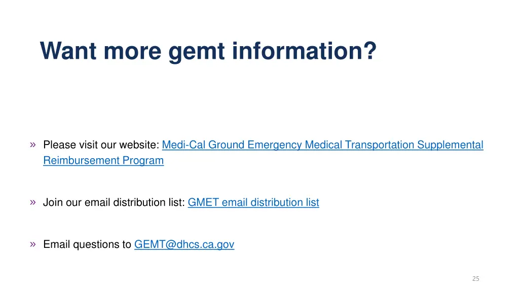 want more gemt information