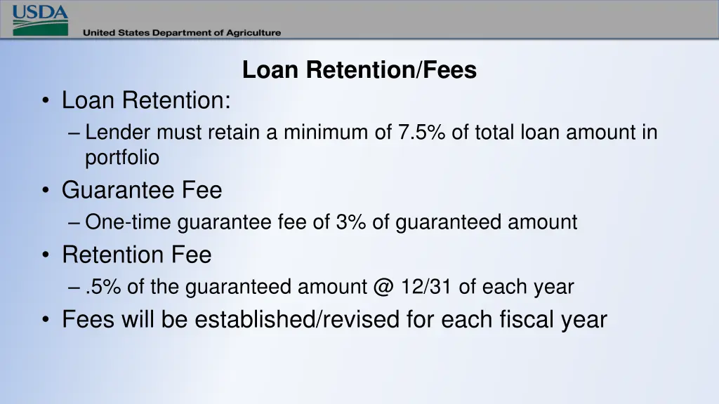 loan retention fees