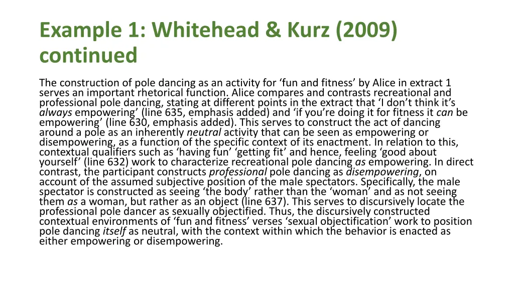 example 1 whitehead kurz 2009 continued