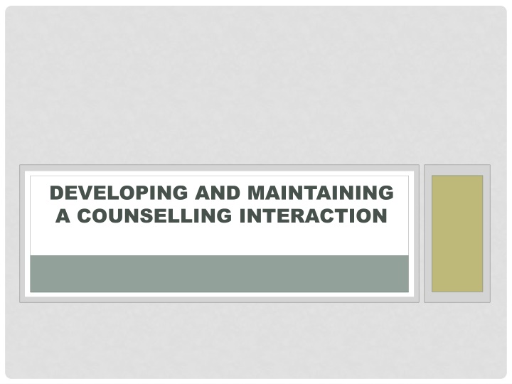 developing and maintaining a counselling