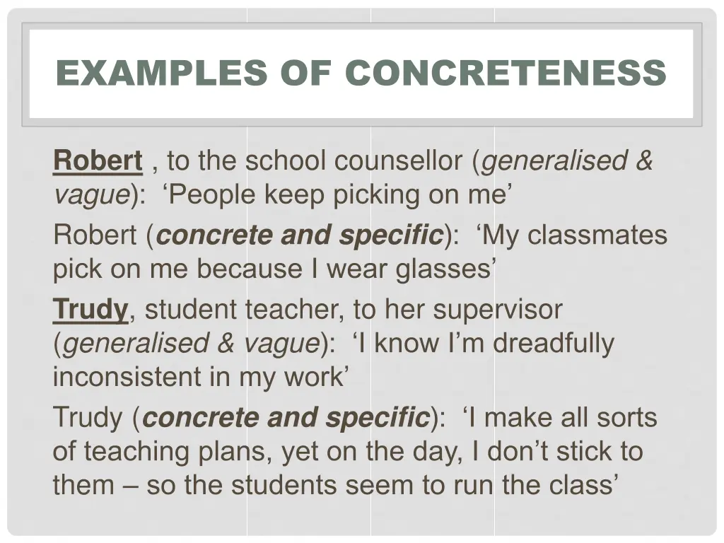 examples of concreteness