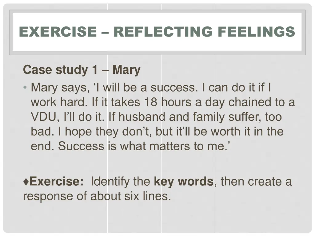 exercise reflecting feelings