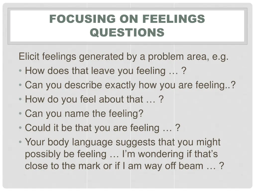 focusing on feelings questions