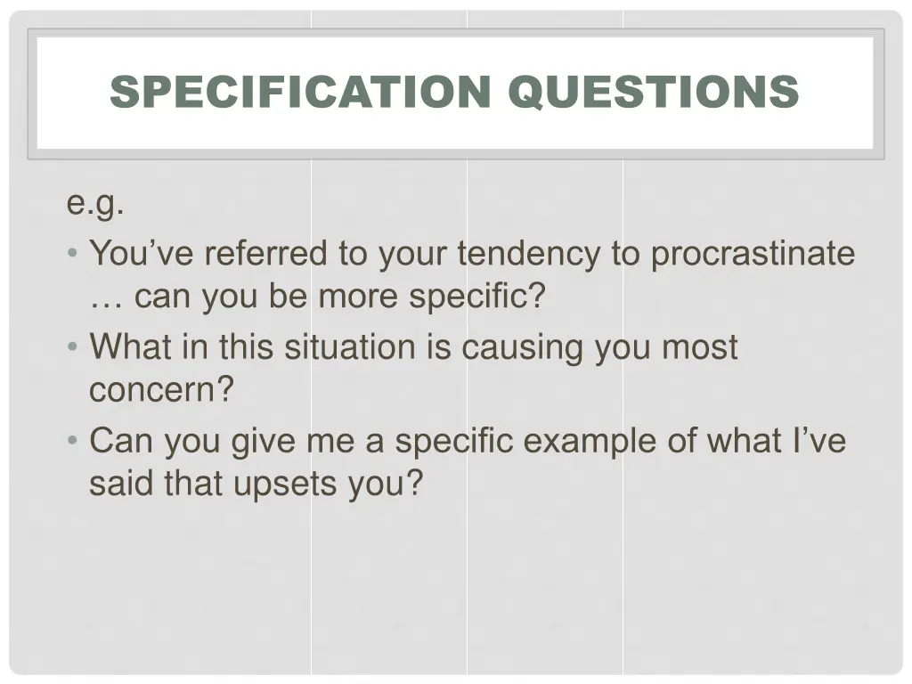 specification questions