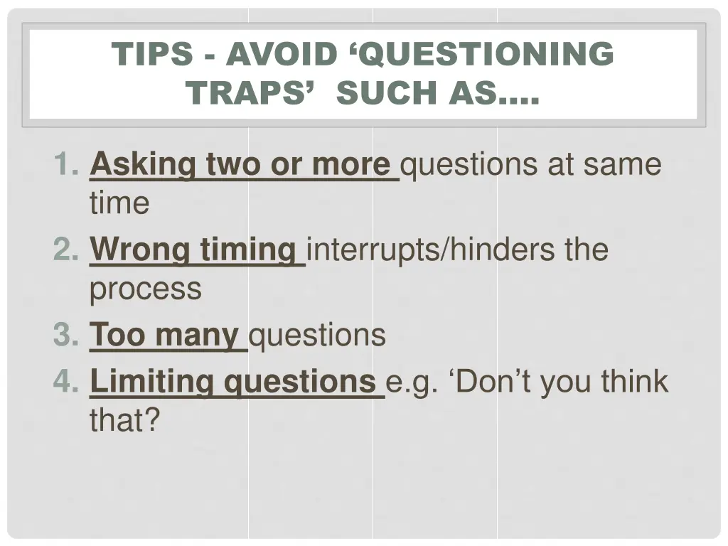 tips avoid questioning traps such as