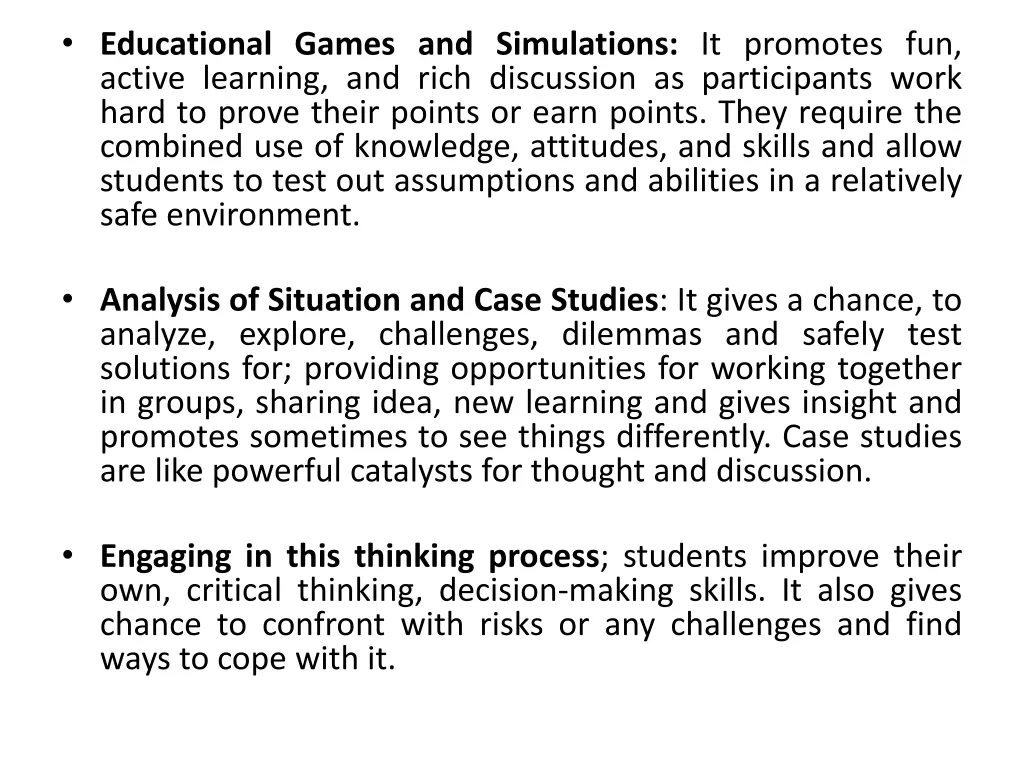 educational games and simulations it promotes