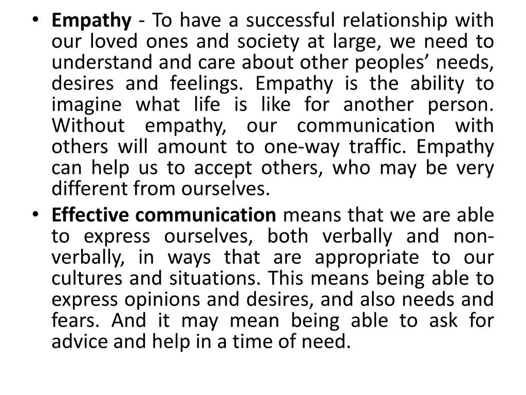 empathy to have a successful relationship with