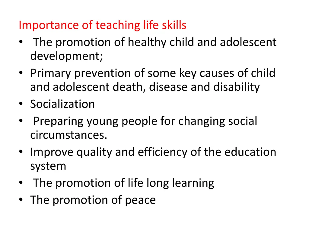 importance of teaching life skills the promotion