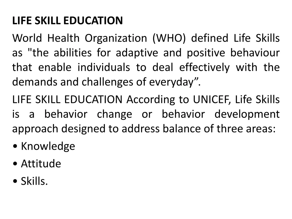 life skill education world health organization