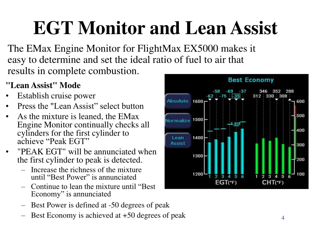 egt monitor and lean assist the emax engine