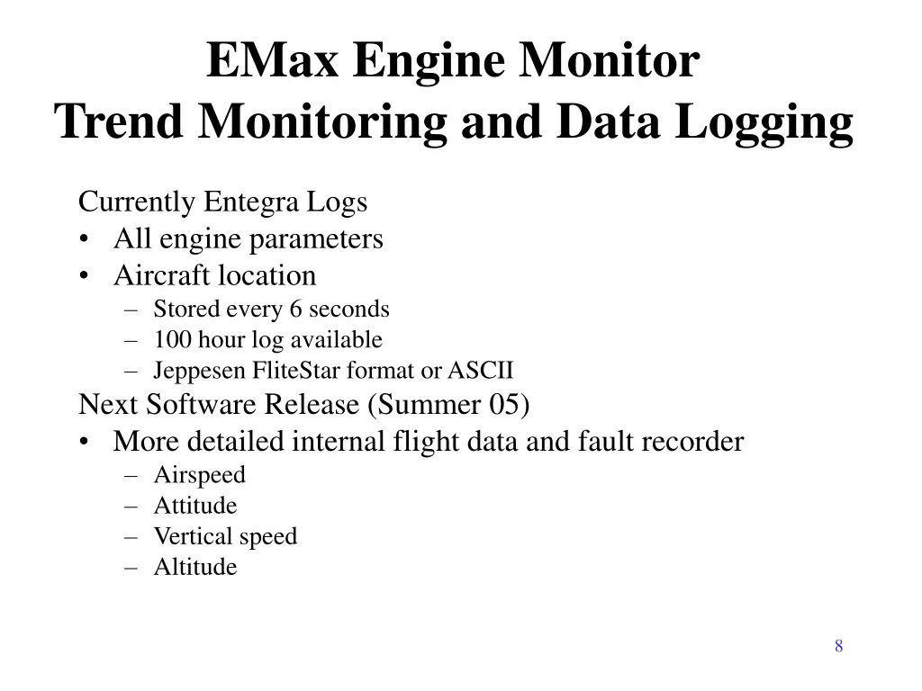 emax engine monitor trend monitoring and data