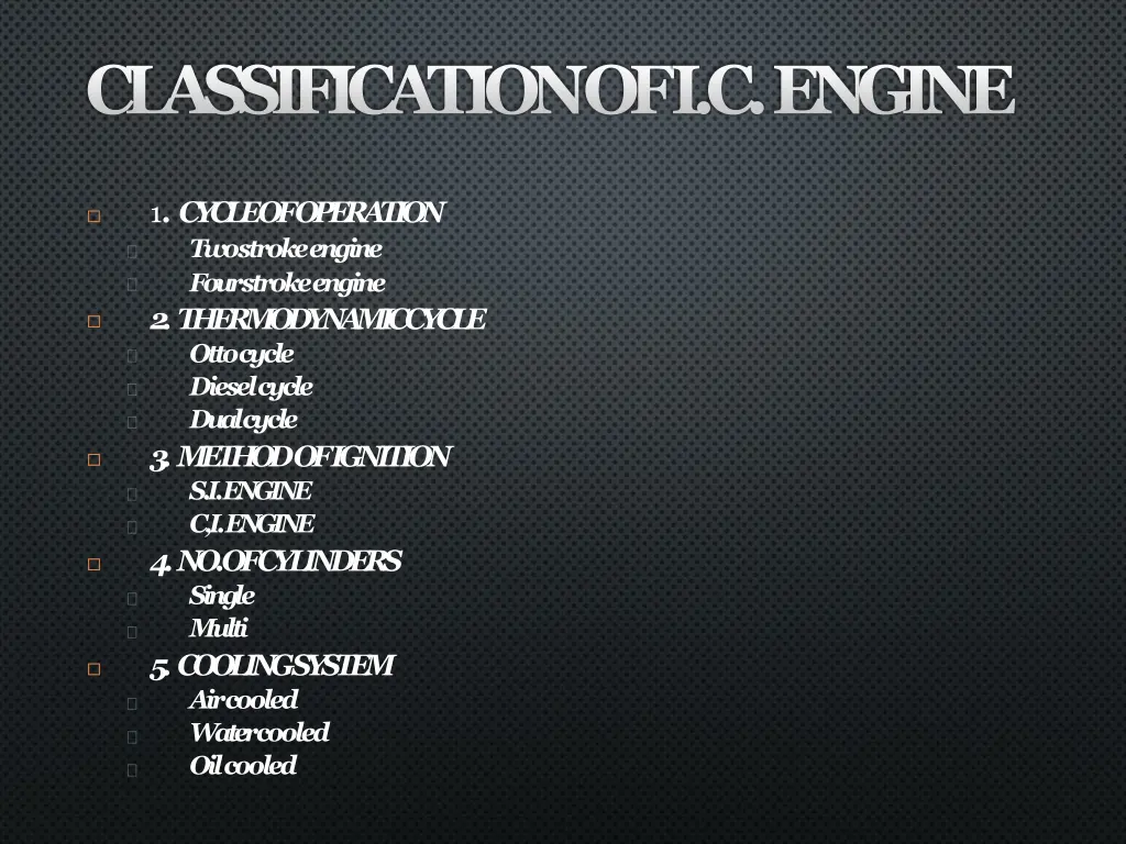 classification of i c engine