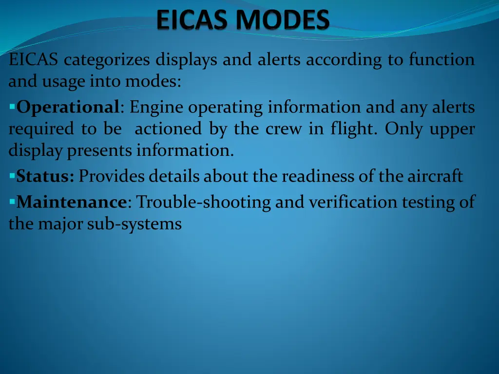 eicas categorizes displays and alerts according