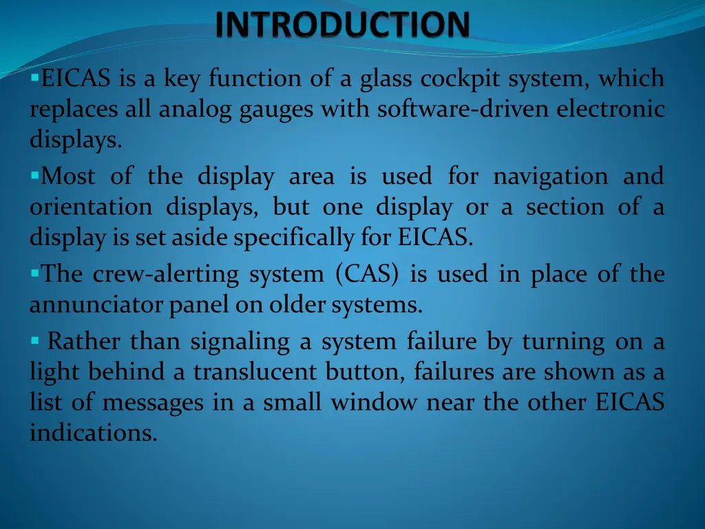 eicas is a key function of a glass cockpit system