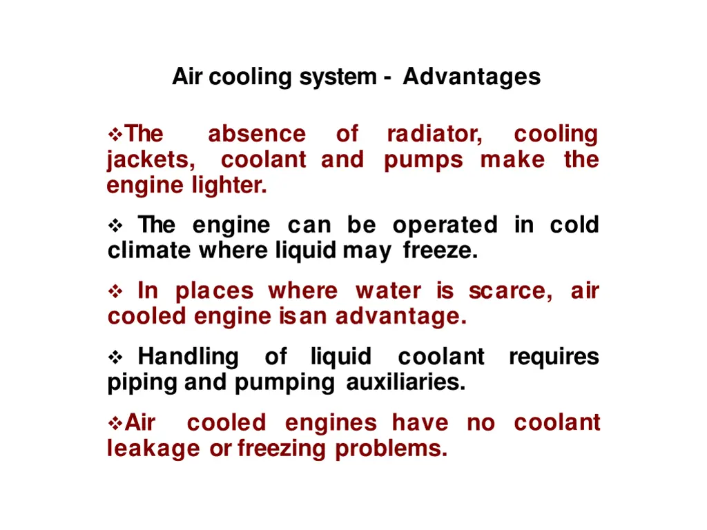 air cooling system advantages