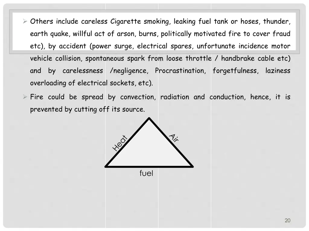 others include careless cigarette smoking leaking