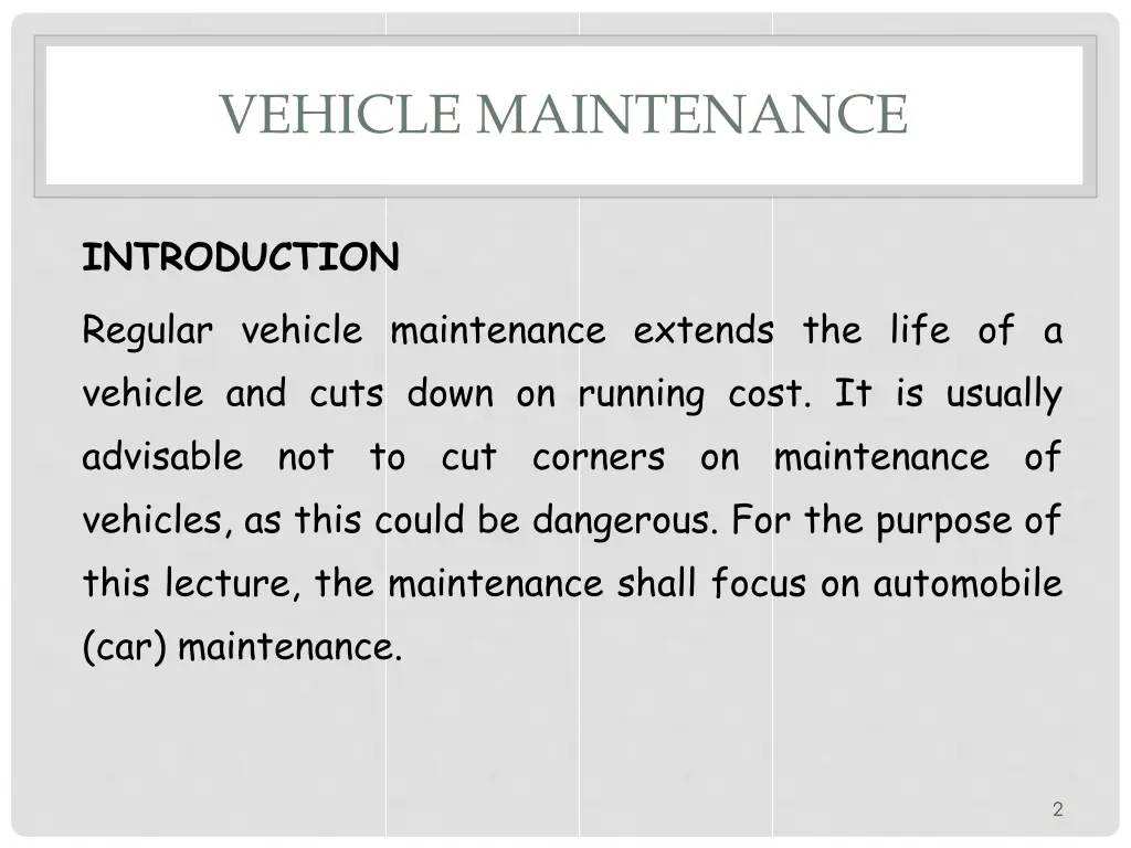 vehicle maintenance