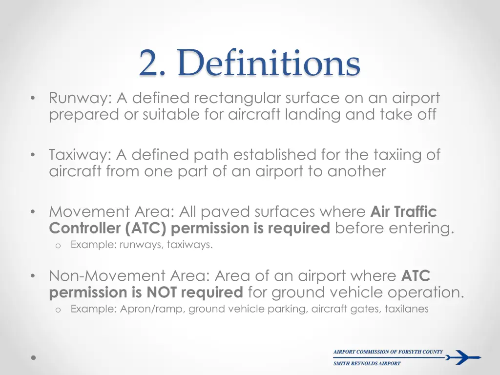 2 definitions runway a defined rectangular