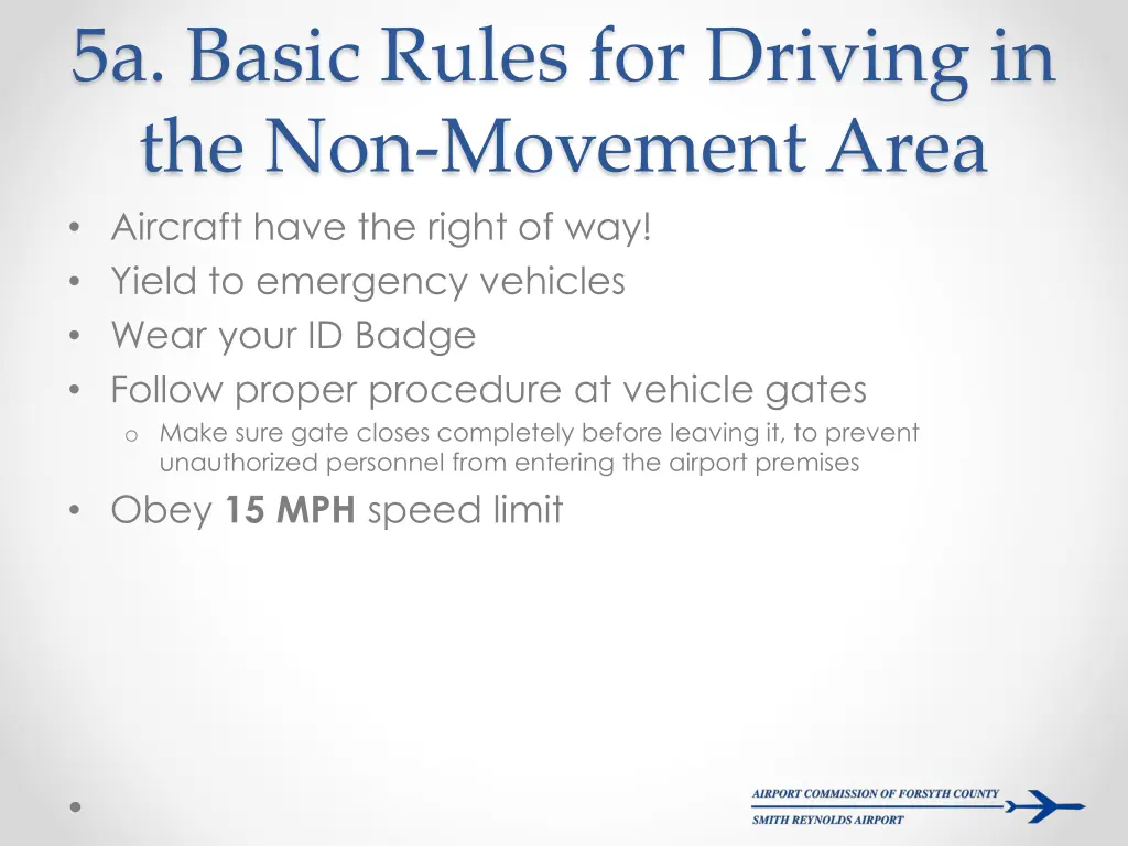 5a basic rules for driving in the non movement