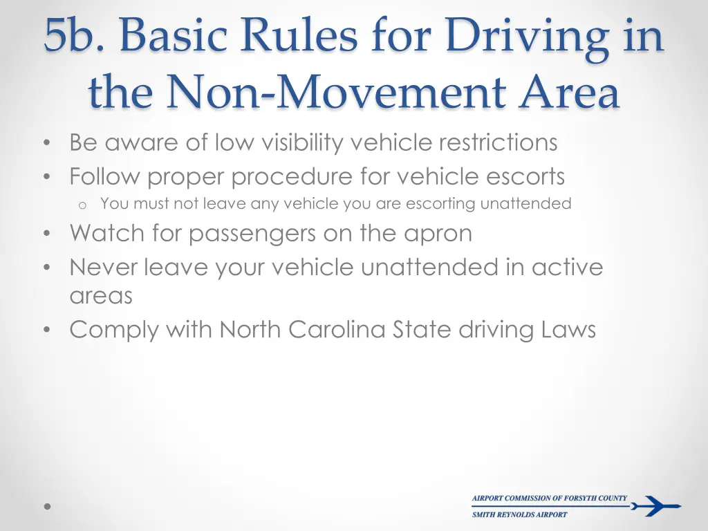 5b basic rules for driving in the non movement