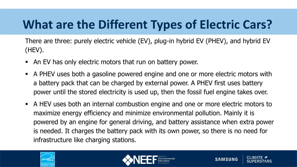 what are the different types of electric cars