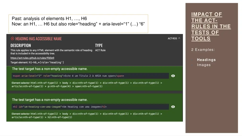 impact of the act rules in the tests of tools 1