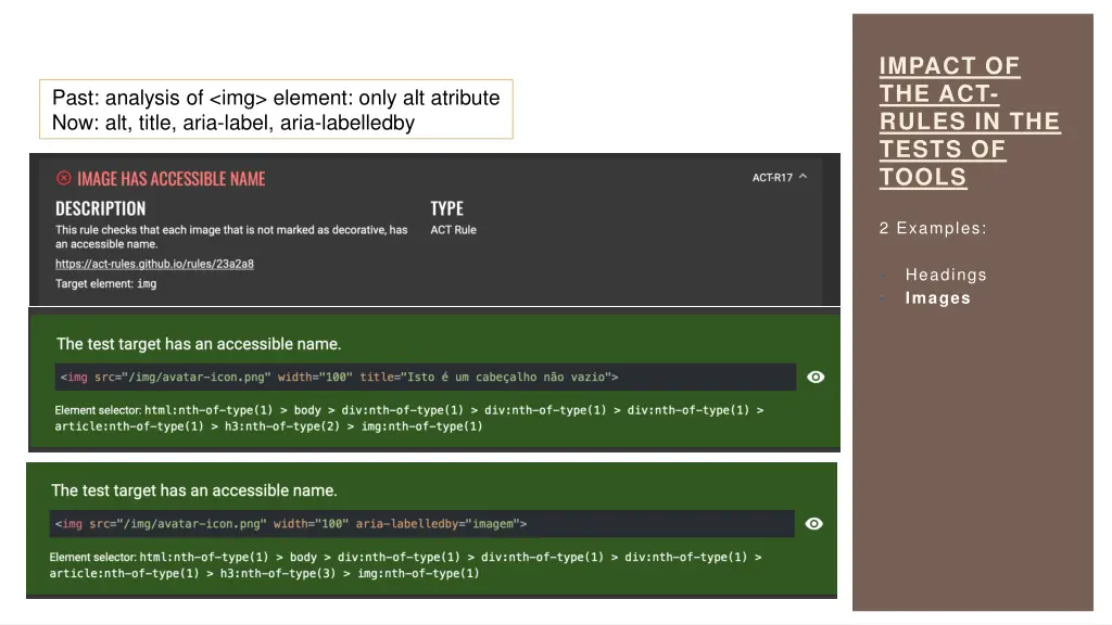 impact of the act rules in the tests of tools 2