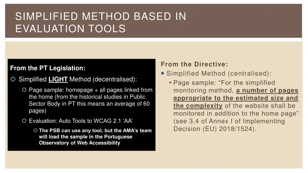 simplified method based in evaluation tools