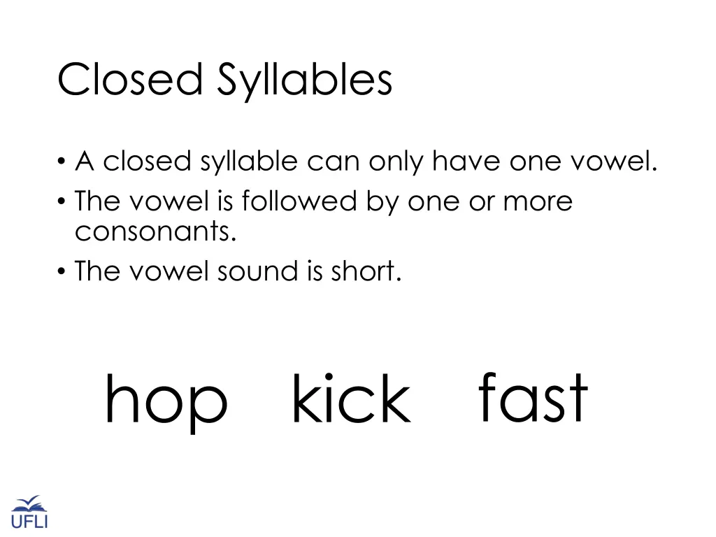 closed syllables